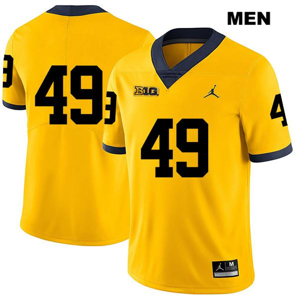 Men's NCAA Michigan Wolverines Lucas Andrighetto #49 No Name Yellow Jordan Brand Authentic Stitched Legend Football College Jersey CM25V57RO